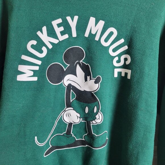 Disney Sweatshirt Adult Boxy L Green Mickey Mouse Sweater Pullover Vintage Egypt - Picture 2 of 6